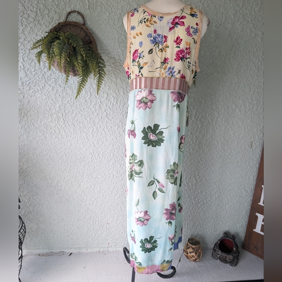 Vintage Nothing Matches Cream Maxi Sundress Patch Work Dress Size Sm - Picture 5 of 7